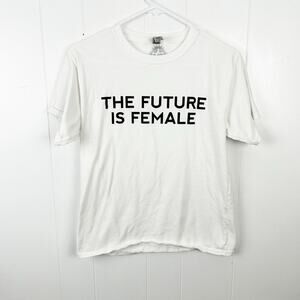 Addict The Future Is Female Graphic White Short Sleeve Tee Large